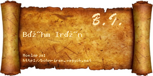 Bőhm Irén névjegykártya