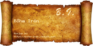 Bőhm Irén névjegykártya